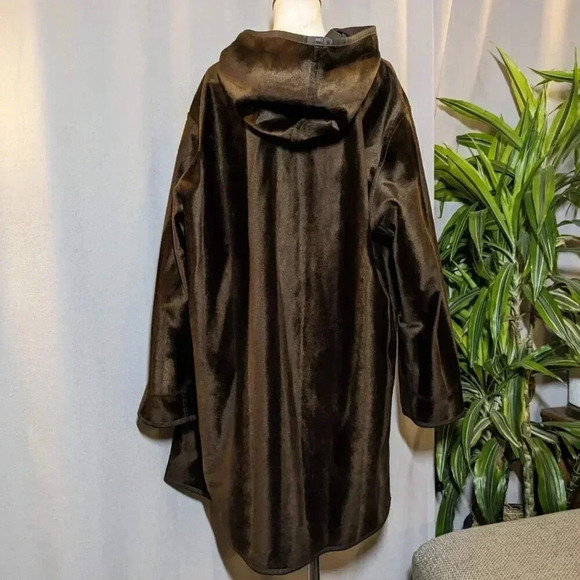 Mycra Pac Brown Coat Velvet Fleece Hood Size Medium Large Donatella - Picture 2 of 12